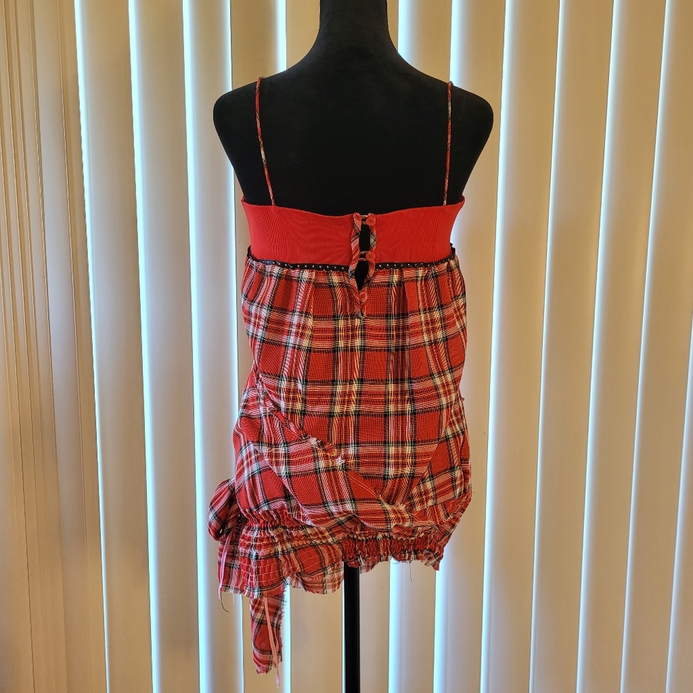 Red Plaid Strapless Top - Picture 8 of 13